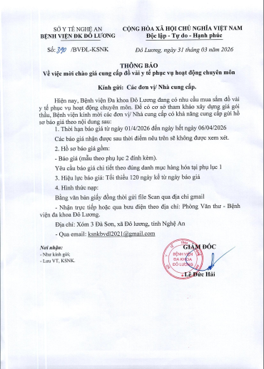 THÔNG BÁO MỜI CHÀO GIÁ