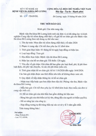 THƯ MỜI BÁO GIÁ